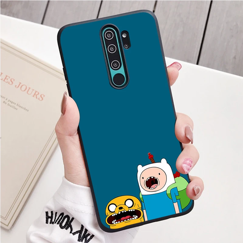 xiaomi leather case handle adventure time black Silicone Phone Case For Redmi note 9 8 7 Pro S 8T 7A Cover xiaomi leather case charging Cases For Xiaomi