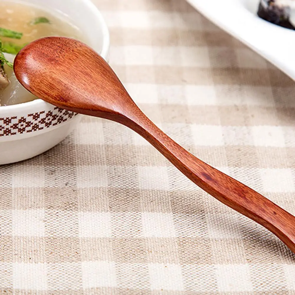 

Long Handle Wooden Soup Spoon Teaspoon Kitchen Tableware Cooking Utensil Tool
