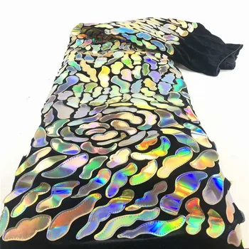 

African lace fabric 2020 High Quality Velvet Sequins lace fabric French Tulle lace fabric for Evening Dress Party yellow
