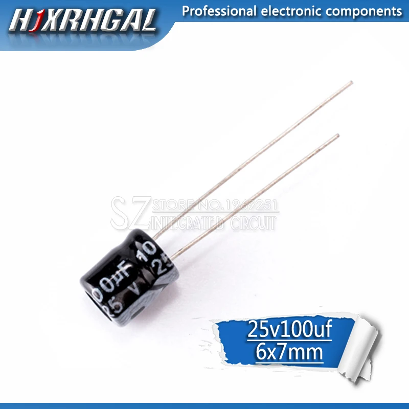 

50PCS Higt quality 25V100UF 6*7mm 100UF 6.3*7 25V Electrolytic capacitor hjxrhgal