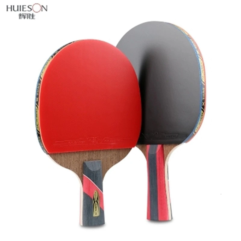 HUIESON 6 Star ракетка для настольного тенниса Wenge дерево и лезвие из углеродного волокна липкие прыщи в резиновой супер мощной ракетки для Пинг-Понга Летучая Мышь