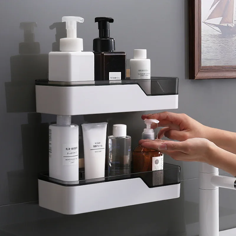 Wallmounted Bathroom Shelves Cosmetic Shampoo Storage Kitchen