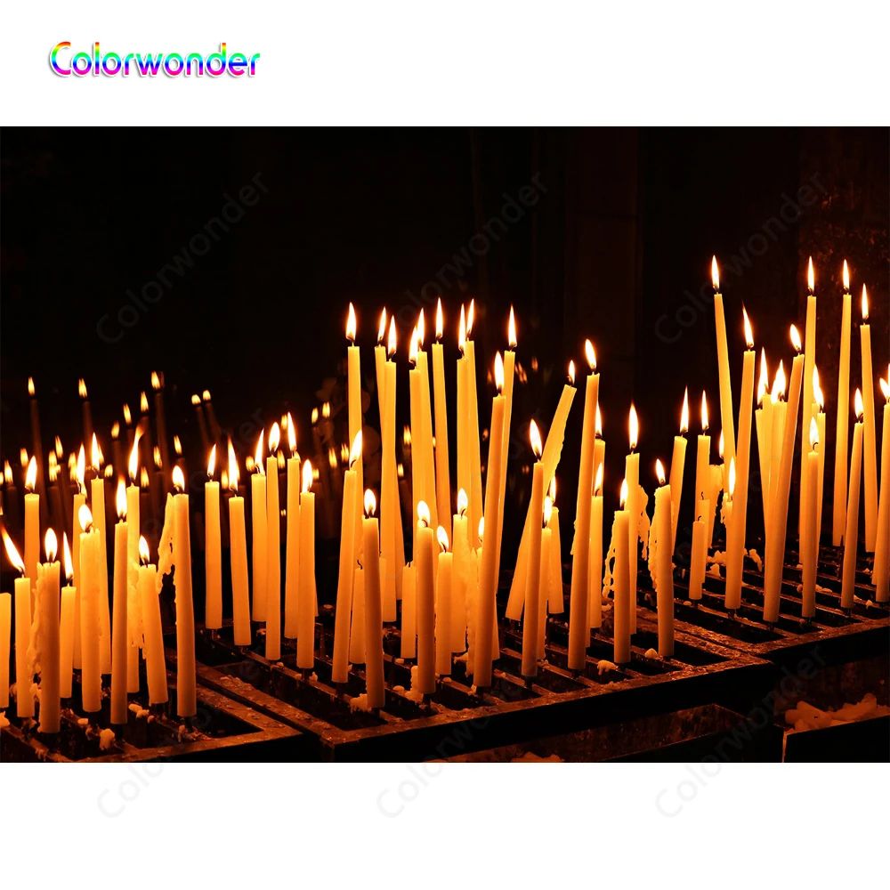 Black Backgrounds Photography White Candles with Oragne Fire Metal Shelf Night Backdrops for Photo Booth Birthday Party Prop | Электроника