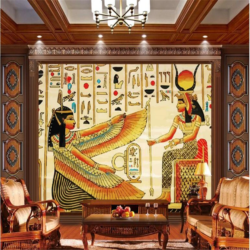 

Пользовательские нетканые обои BEIBEHANG, индивидуальные египетские блестящие обои для гостиной, спальни, украшение для дома, фоновая картина на стену
