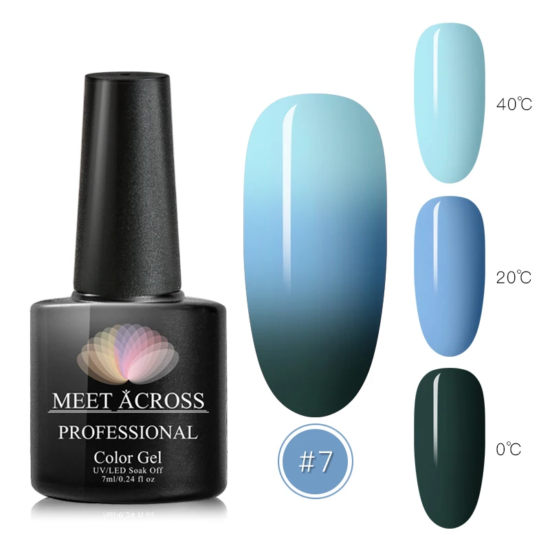 MEET ACROSS термальный ультра-тонкий чистый цвет замачиваемый Ультрафиолетовый гель с блестками Гель верхнее покрытие меняющий цвет Лак Гель-лак для ногтей - Цвет: FH357