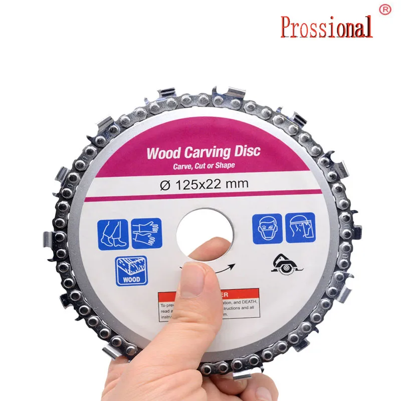 New Multifunction 5 Inch Grinder Chain Disc 22mm Arbor 14 Teeth Wood Carving Disc For 125mm Angle Grinder air angle die grinder pen 58 000 rpm high speed polishing engraving tool professional cutting wood jewelry polishing grinding