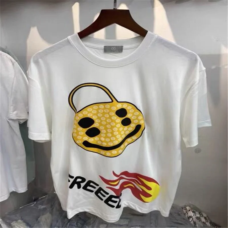 2021 New Spring Summer Quality CPFM T-Shirt Kanye Same Flame Funny Loose Men's And Women's Short Sleeves | Мужская одежда