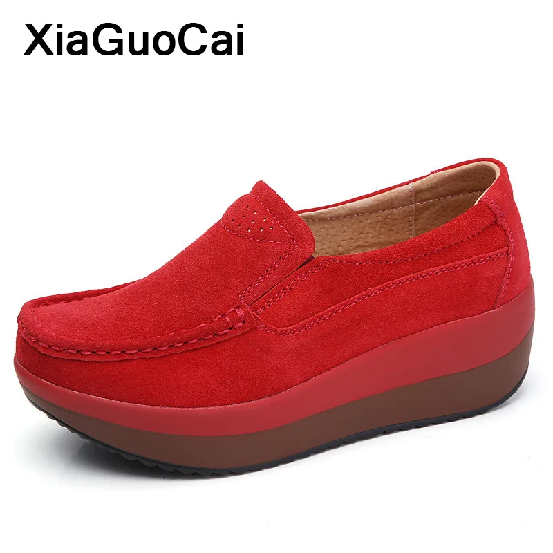 

Spring Autumn Women Casual Shoes Slip-on Flat Platform Cheap Female Loafers Moccasins High Quality Leather Woman Flats Big Size