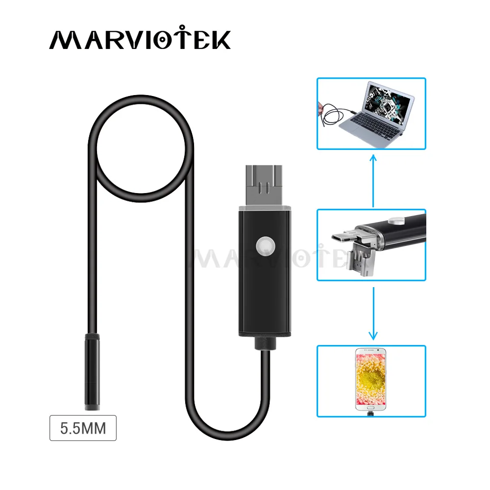 Эндоскоп 5 мм 2 в 1 Android USB камера-эндоскоп HD м 10 OTG гибкая трубка Инспекционная