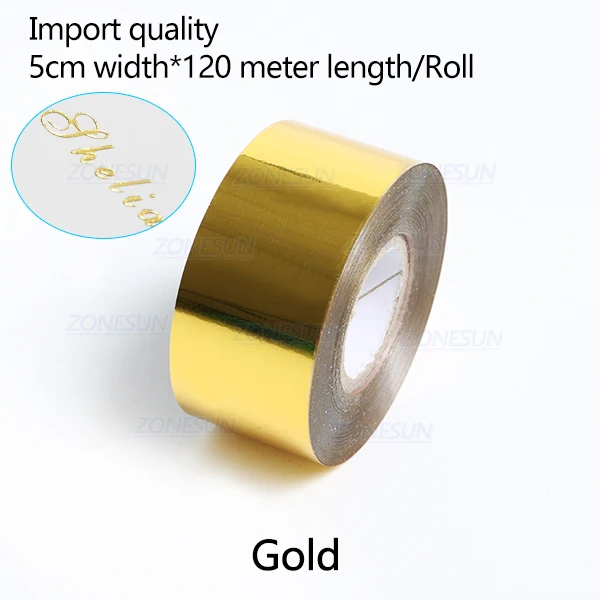 gold ZONESUN 5 см рулонов золото серебро Горячая фольга тиснение бумаги ремесло бумага имитация медной фольги бумага для термопресса машина передачи - Цвет: gold