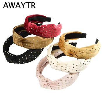 

AWAYTR Fashion Bow Knot Hairband Women Velvet Solid color Star Decoration Headband Hoop Simple Sweet Girls Hair Accessories