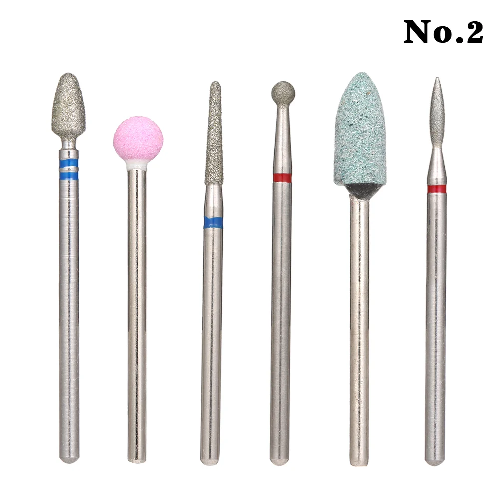 6pcs Nail Drill Bits Cuticle Cleaner Dust Drill Brush Rotary Polishing Nail Grinding Heads Nail Salon Tools Nail Grinding Tool - Цвет: No.2