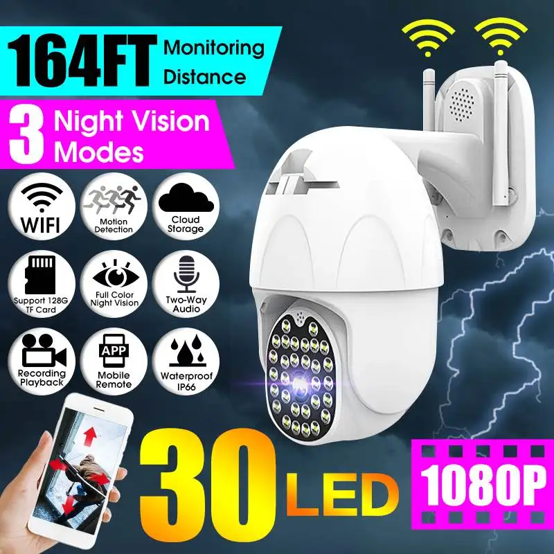 

30 LEDs 1080P PTZ WiFi IP Camera Waterproof Outdoor Speed Dome Optical Zoom Network CCTV Night Vision Wireless Security Camera