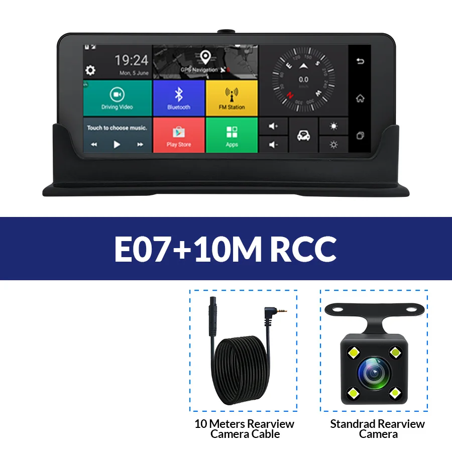 E-ACE E07 1080P HD 4G Автомобильный видеорегистратор Камера ADAS видео рекордер Android 5,1 gps навигация удаленный монитор грузовик видеорегистратор двойная камера s - Color Name: E07-10M RCC