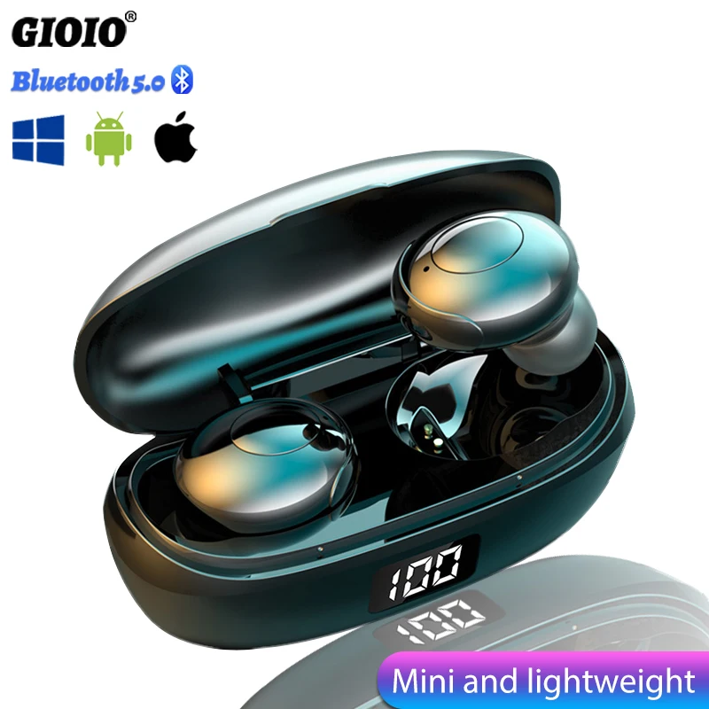 HKT 6 TWS Bluetooth Wireless Headphones Waterproof Digital Power Display Music Earpieces For Iphone Huawei Xiaomi Sports Headset