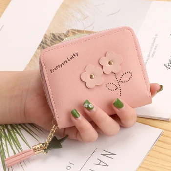 

NEW Women Flowers Short Bifold Wallets PU Leather Female Money Purses Fashion Ladies Small Wallet With Zipper Coin Pocket