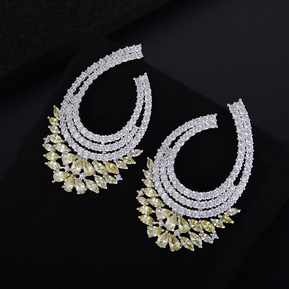 LARRAURI Luxury Zircon Crystal CZ Crystal Stud Earrings For Women Wedding DUBAI Bridal Earrings boucle d'oreille femme