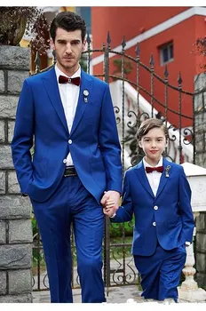 

Royal Blue Man Business Suits Boy Suits Groom Tuxedos Men Young Children Kids Prom Party Dress Sets (Jacket+Pants+Bow Tie) H:031