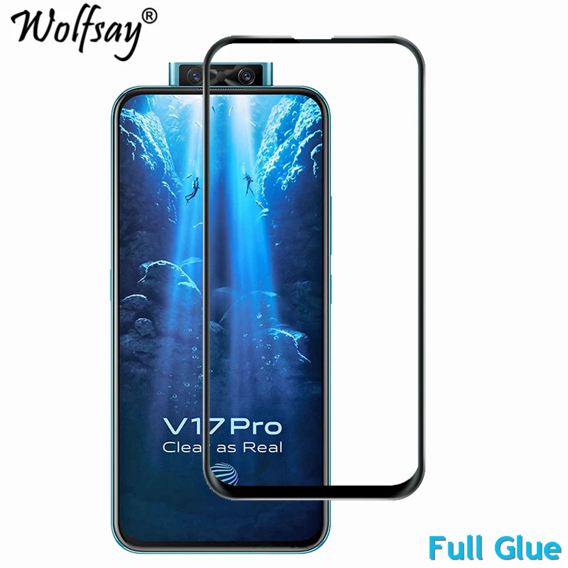 2 шт. полное клеевое Защитное стекло для Vivo V17 Pro закаленное покрытие 9H 2.5D Премиум