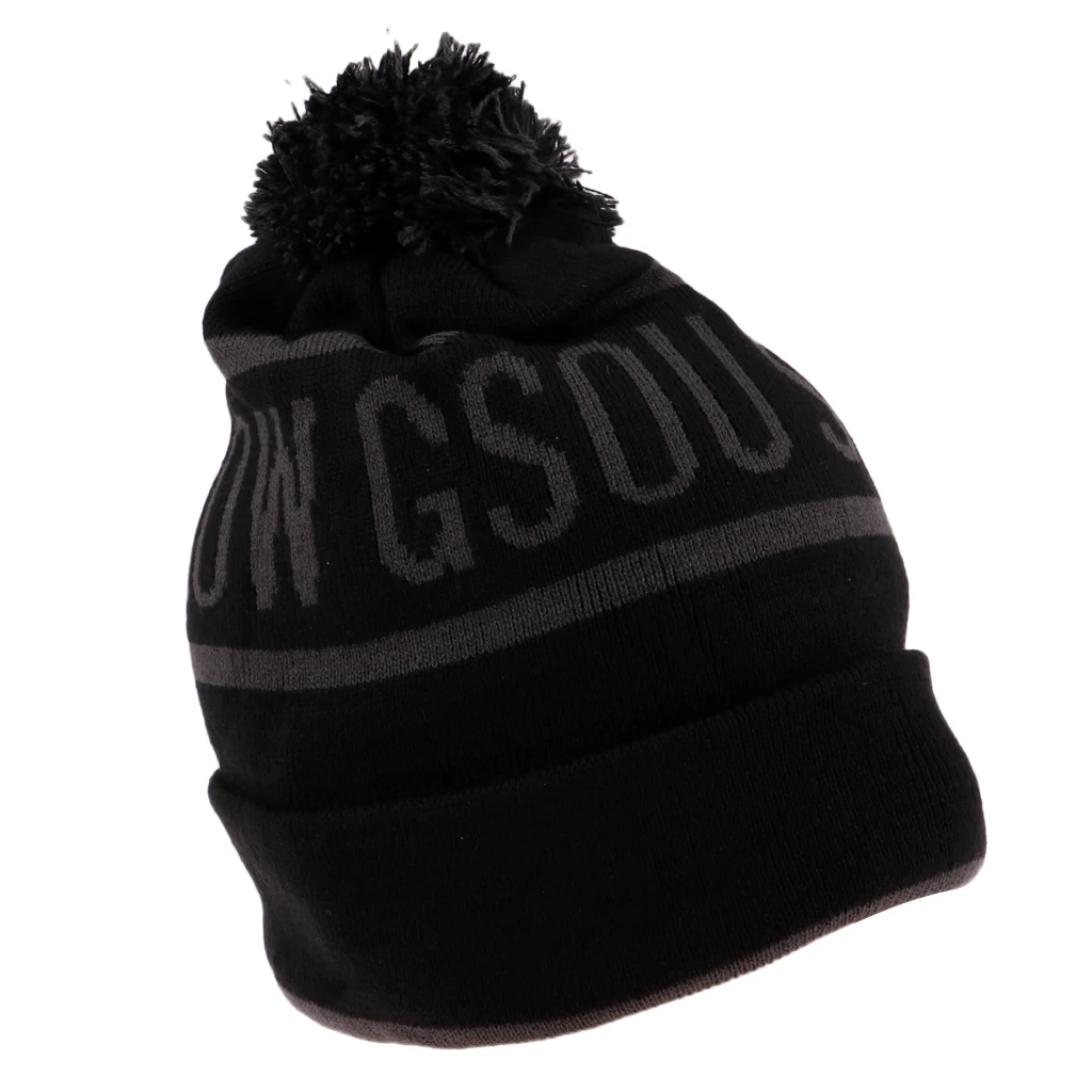 Pom Winter Warm Stretchy Knit Beanie Hat for Men Women Snowboarding Skateboard Skating Skiing Snowmobile