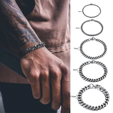 Мужской хип-хоп, кубинский браслет из нержавеющей стали от 3 до 11 мм разных цветов от 7 до 9 дюймов