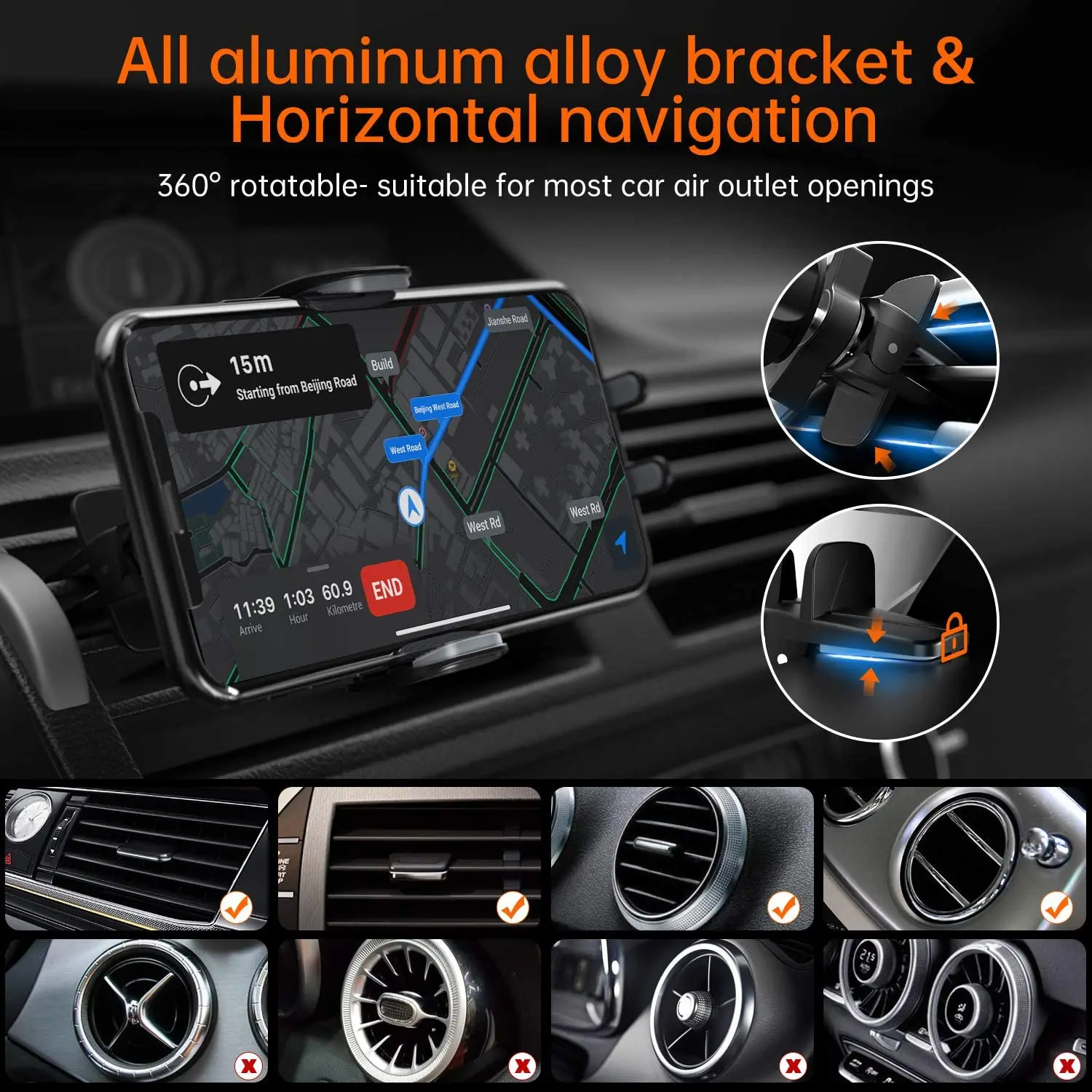 15W Car Wireless Charger Infrared Sensor  Wireless Charger in Car Air Vent Mount Holder Wireless Charging Phone Charger