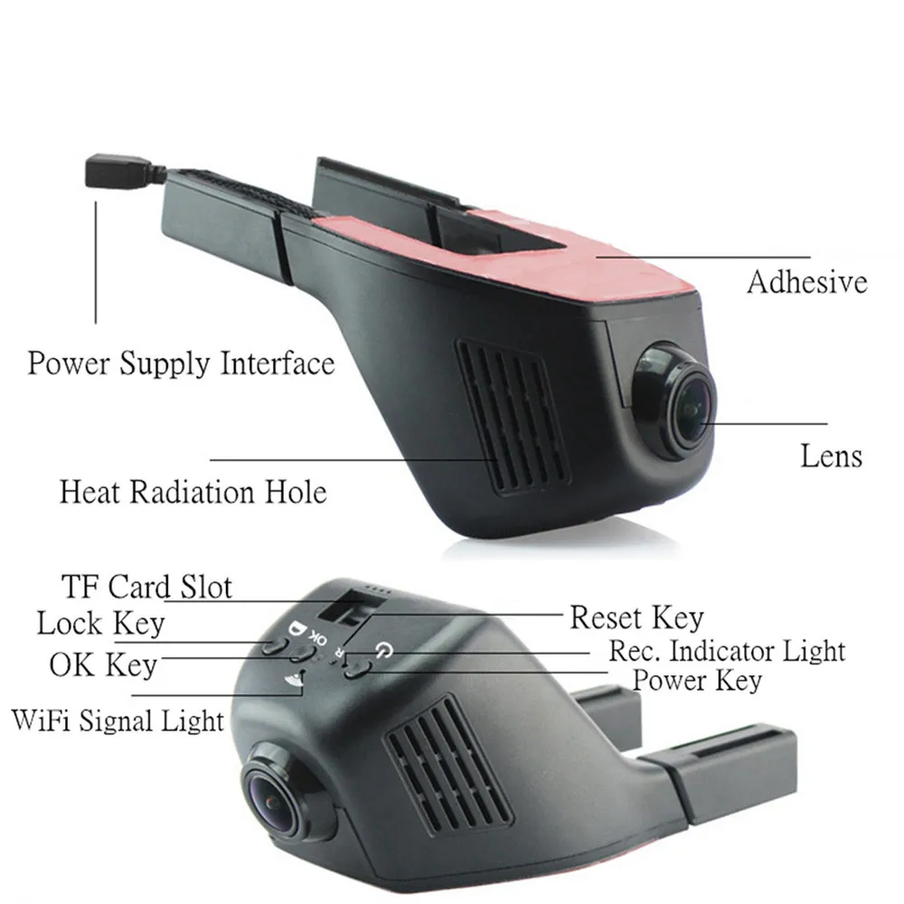 Автомобильный скрытый DVR HD wifi 170 градусов угол скрытый Автомобильный HD 1080P wifi DVR Автомобильная камера видеорегистратор ночное видение