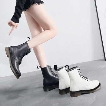 

Brand Women Boots Doc 8-Eye High Quality Leather Platform Winter Boot Martins Casual Motorcycle Woman Shoes Fashion Women Boots