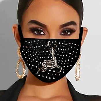 

Christmas Shiny Crystal Face Mask Unisex Elastic Reusable Washable Masks Sparkly Rhinestone Party Nightclub Face Jewelry Gift