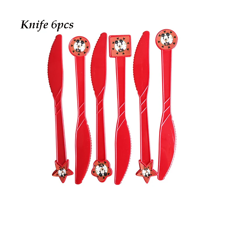 Knife 6pcs Микки Маус Детская тематическая вечеринка на день рождения композиция декоративная бумажная чашка рисунок флаг Скатерть одноразовые вечерние принадлежности - Цвет: Knife 6pcs