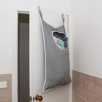 

Hanging Laundry Hamper Over the Door Large Capacity Dirty Clothes Storage Portable Durable Oxford Cloth Recycle Bag HK-80