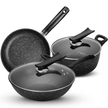 

Set pots Kitchenware non-stick wok steamer induction cooker three-piece pot set combination
