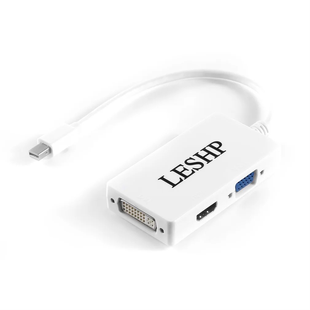 

LESHP White 1080P 3-in-1 Mini DP DisplayPort Male to DVI/VGA/HDMI Female Adapter Converter Cable Matters