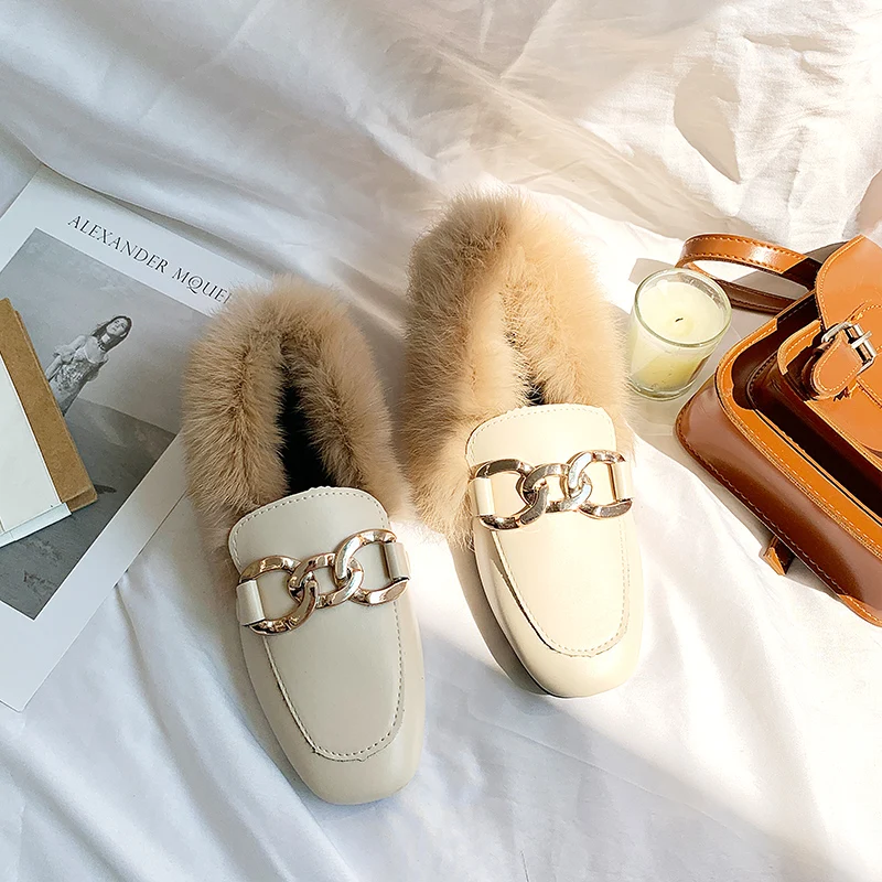 Зимняя женская обувь без застежки; обувь на плоской подошве из искусственной кожи и шерсти; теплые зимние сапоги; женские ботильоны на меху; мокасины; обувь; P110 - Цвет: twist leather beige