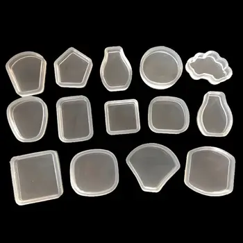 

14 Pcs/set Mirror Crystal Epoxy DIY Geometric Triangle Square Jewelry Decorative Handmade Pendant Silicone Mold resin mold