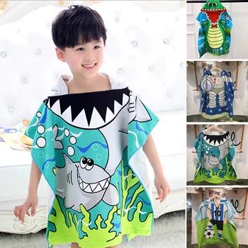 

Cloak Beach Towel Soft Swim Pool Children Cute Cartoon Hooded Coverup Poncho Cape Printed Microfiber Kid Bath Towel