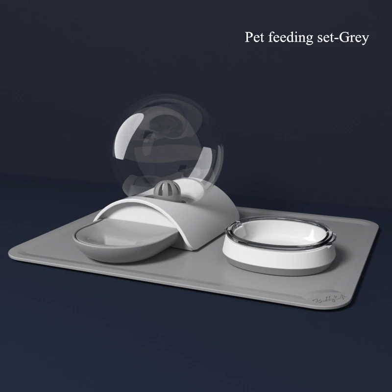 Pet feeding set-Grey Поильник для собаки набор бутылка с водой для домашних животных для кормления собачий контейнер для еды Силиконовый коврик фильтр с активированным углем для кошек Стекло миска для собаки, домашних животных поставки - Цвет: Pet feeding set-Grey
