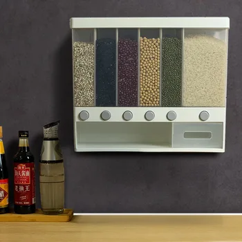 

Plastic Kitchen Food Dispenser Wall Mounted Grain Storage Box Rice Storage Container 6 Moisture Proof Container Food Storage Box