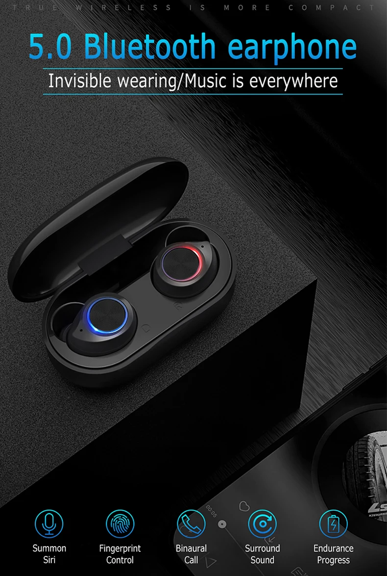 DAG TW60 TWS Bluetooth V5.0 гарнитура спортивные беспроводные наушники 3D стерео наушники мини вкладыши двойной микрофон с зарядным устройством