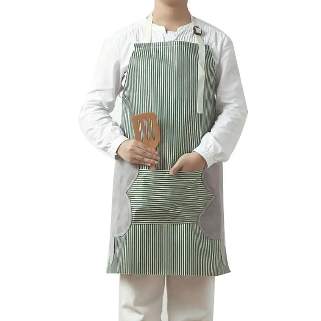 3 color apron Durable Reusable Waterproof Striped Print Home Kitchen Apron - Цвет: green