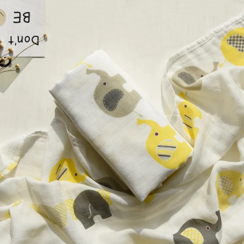 Yellow Elephant Прямая поставка, одеяло, детское одеяло, Пеленальное Одеяло для новорожденных, супер мягкое детское спальное одеяло, 120 см X 120 см - Цвет: Yellow Elephant