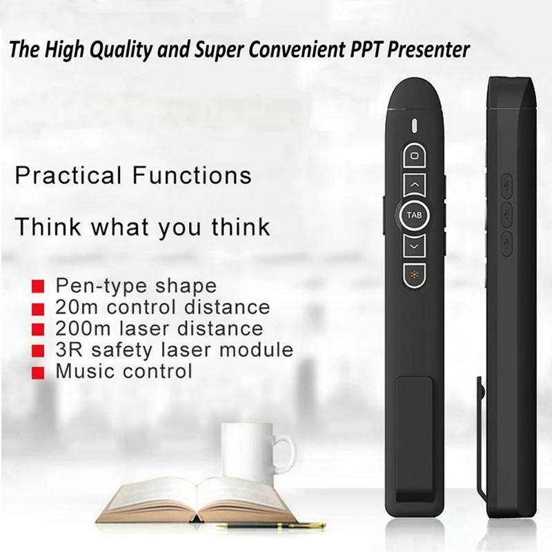 T5 2,4G беспроводной Ppt демонстратор раздвижной адвант страница токарный Powerpoint Demo кликер пульт дистанционного управления черный пластик
