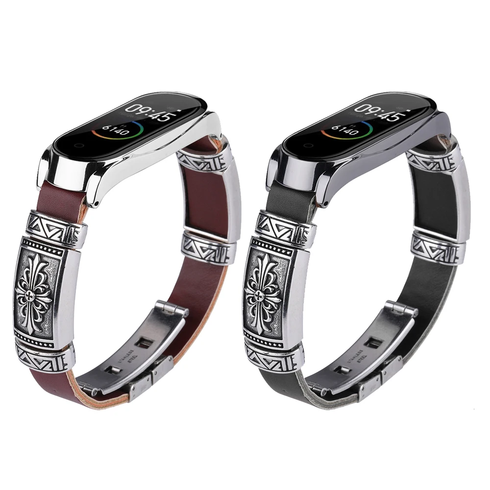 Оригинальный ретро браслет из натуральной кожи для Mi Band 4 винтажный