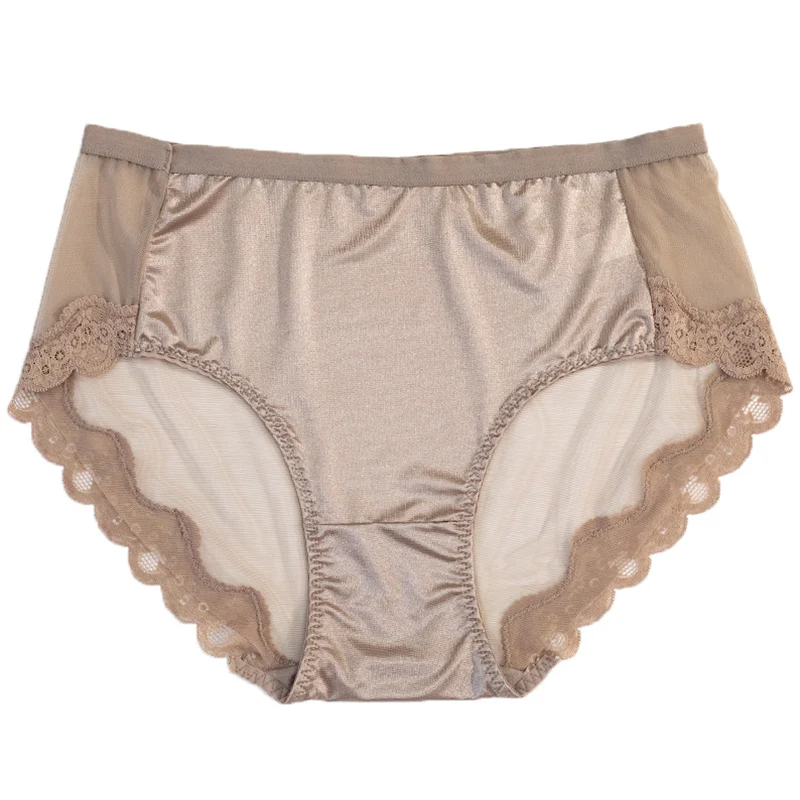 Women's Mesh Briefs Large Size Sexy Lace Thin Transparent Soft