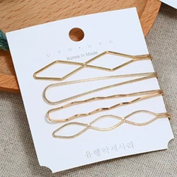 2/4Pcs/set Korea Simple Metal Hair Clips for Women Girls Geometric Rhombus Gold Color Hairpins Hair Accessories