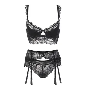 

Women Sexy Intimates Lace Bra Brief Sets Seamless Gathered Bralette Breathable Underwear Ladies Lingerie Bras Set