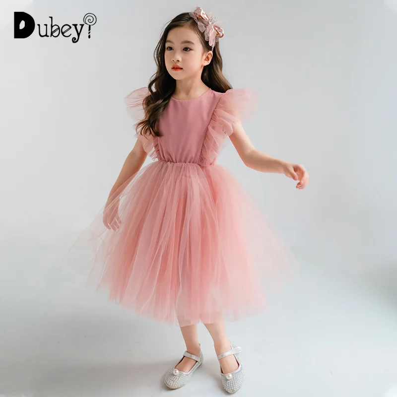 

Girls Elegant Flying Sleeve Princess Dress Flower Girl Dresses Fluffy Ball Gowns Birthday Party Dress Children Luxury Dress
