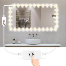 Водонепроницаемая светодиодная зеркальная световая полоса для ванной комнаты, световая лента для макияжа, сенсорный Диммируемый USB 5 В, туалетный столик с зеркалом, подсветка 1 м 2 м 3 м 5 м