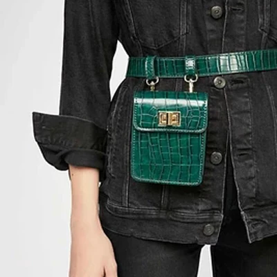 HISUELY, поясная сумка, Ретро стиль, Крокодиловая Кожа, карман, многофункциональмногофункциональная сумка через плечо, зеленый цвет,, Прямая поставка - Цвет: Green