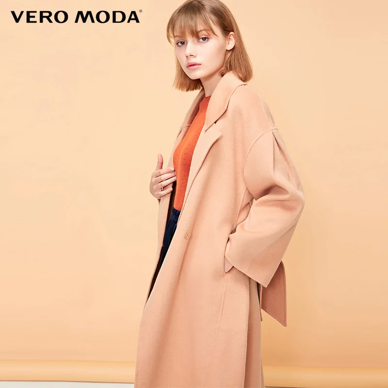 Vero Moda осень зима Drop-shoulder женщин поясом шерстяное пальто Верхняя одежда | 318327563